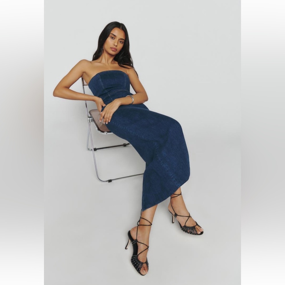 NWT Reformation Eugenia Strapless Denim Dress